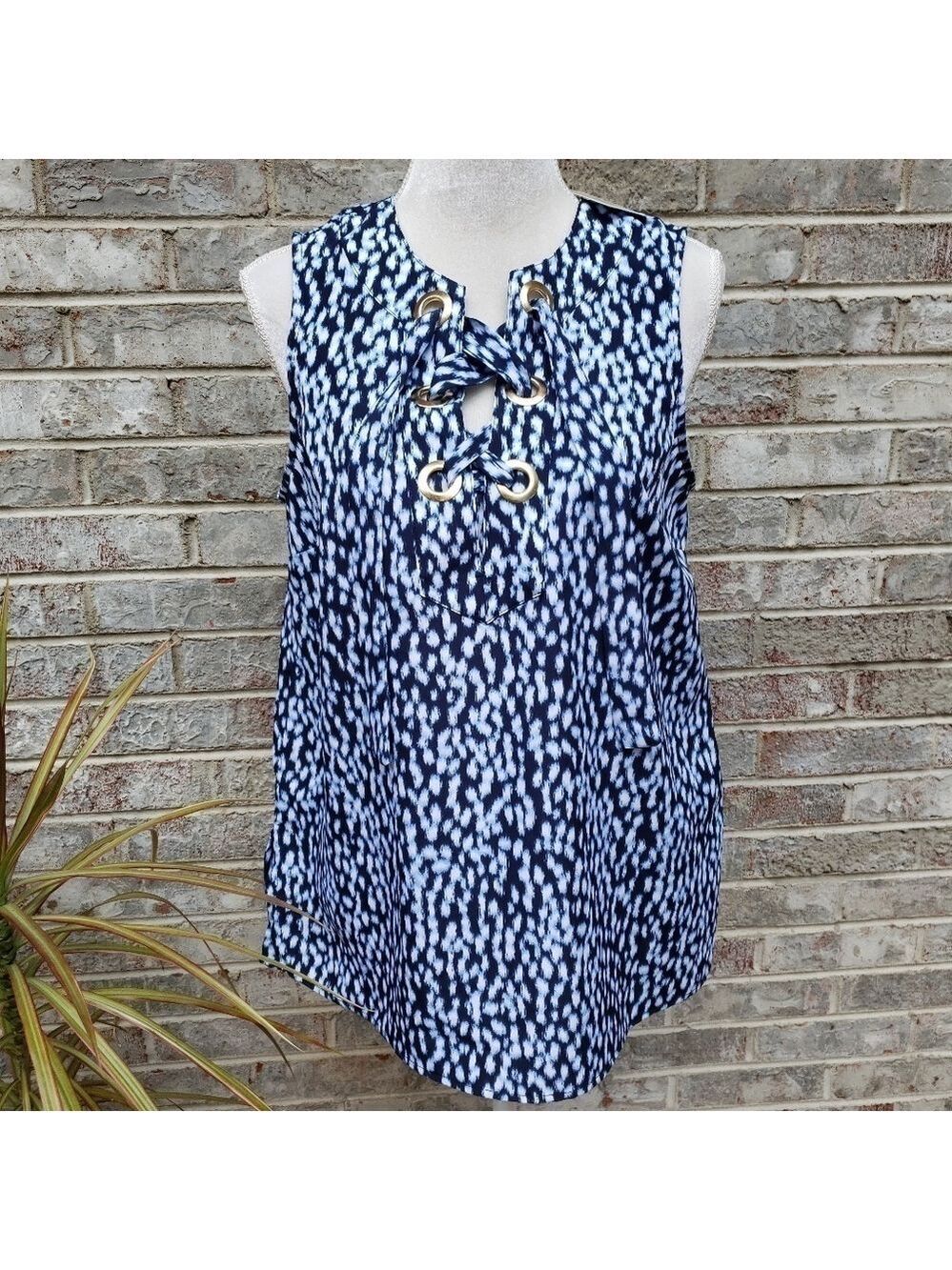 Michael Michael Kors Loose Tunic Top NWT M Blue/Wt